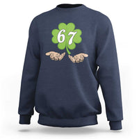 67 St Patricks Day Sweatshirt Six Seven Meme Shamrock Hand Gesture