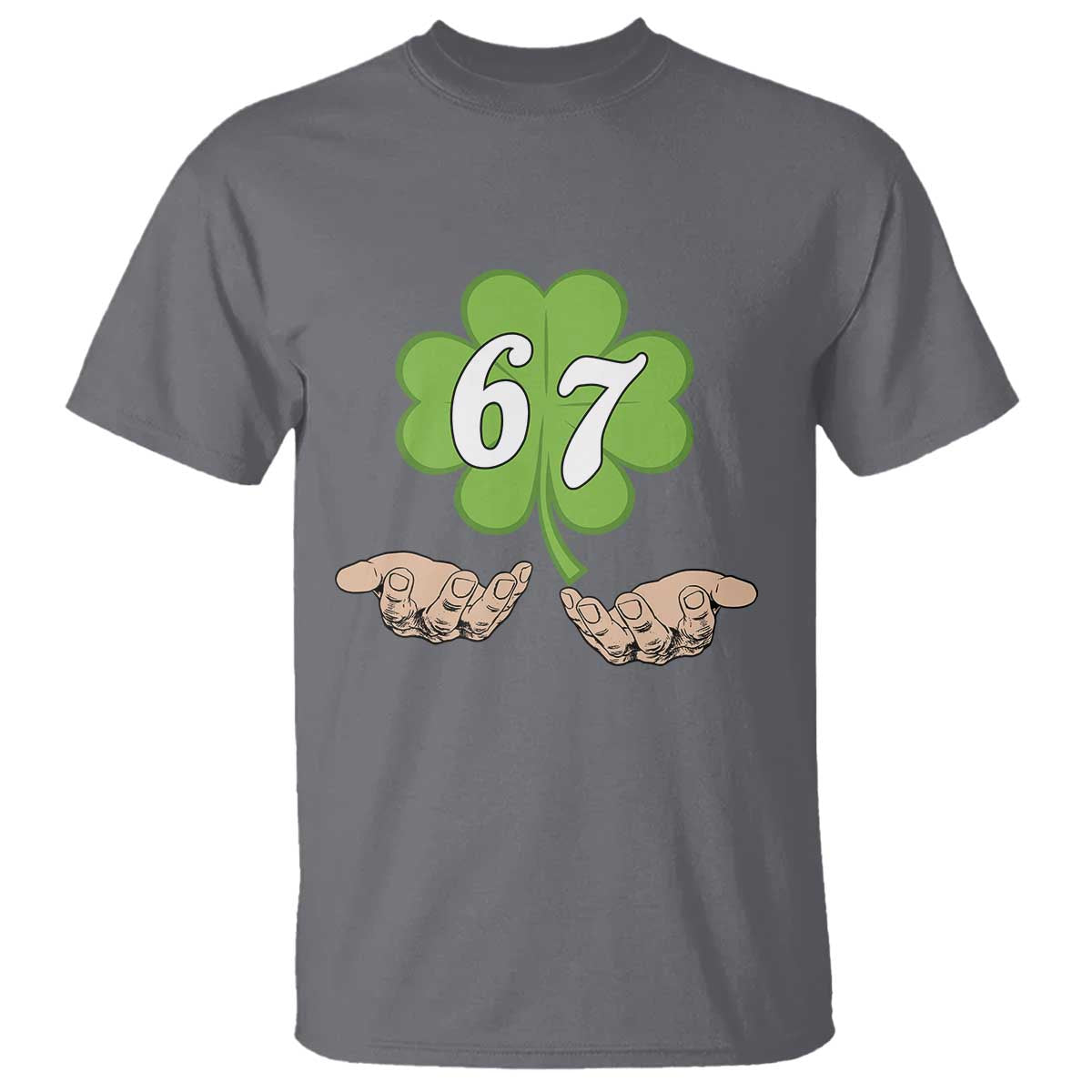 67 St Patricks Day T Shirt Six Seven Meme Shamrock Hand Gesture