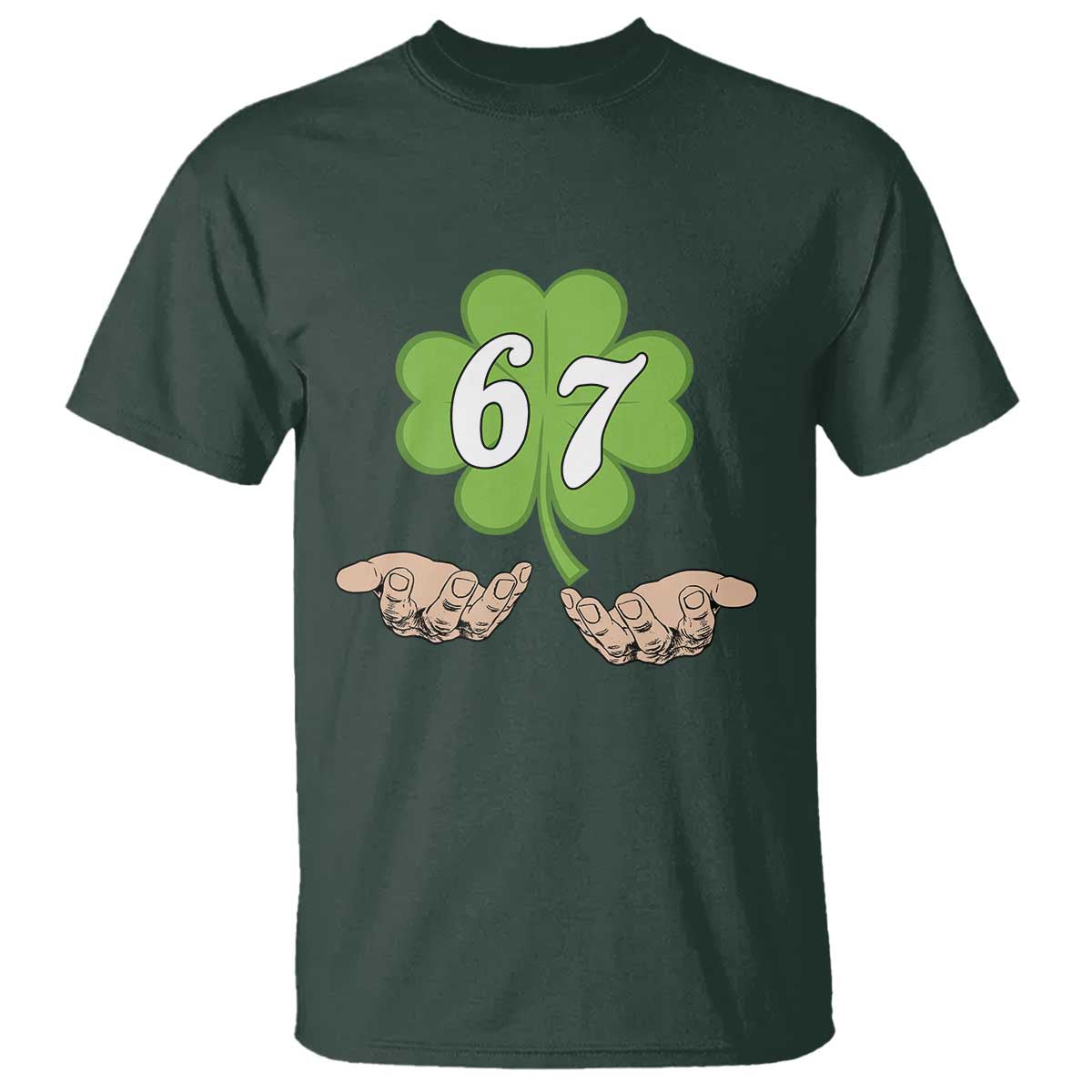 67 St Patricks Day T Shirt Six Seven Meme Shamrock Hand Gesture