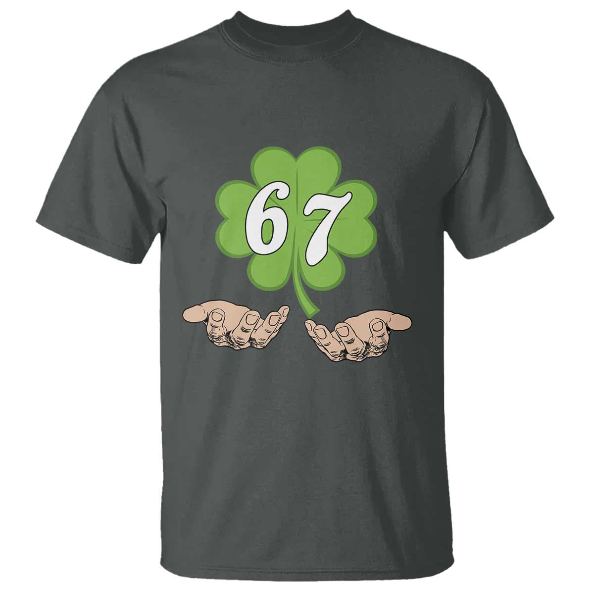 67 St Patricks Day T Shirt Six Seven Meme Shamrock Hand Gesture