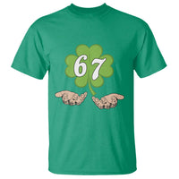 67 St Patricks Day T Shirt Six Seven Meme Shamrock Hand Gesture