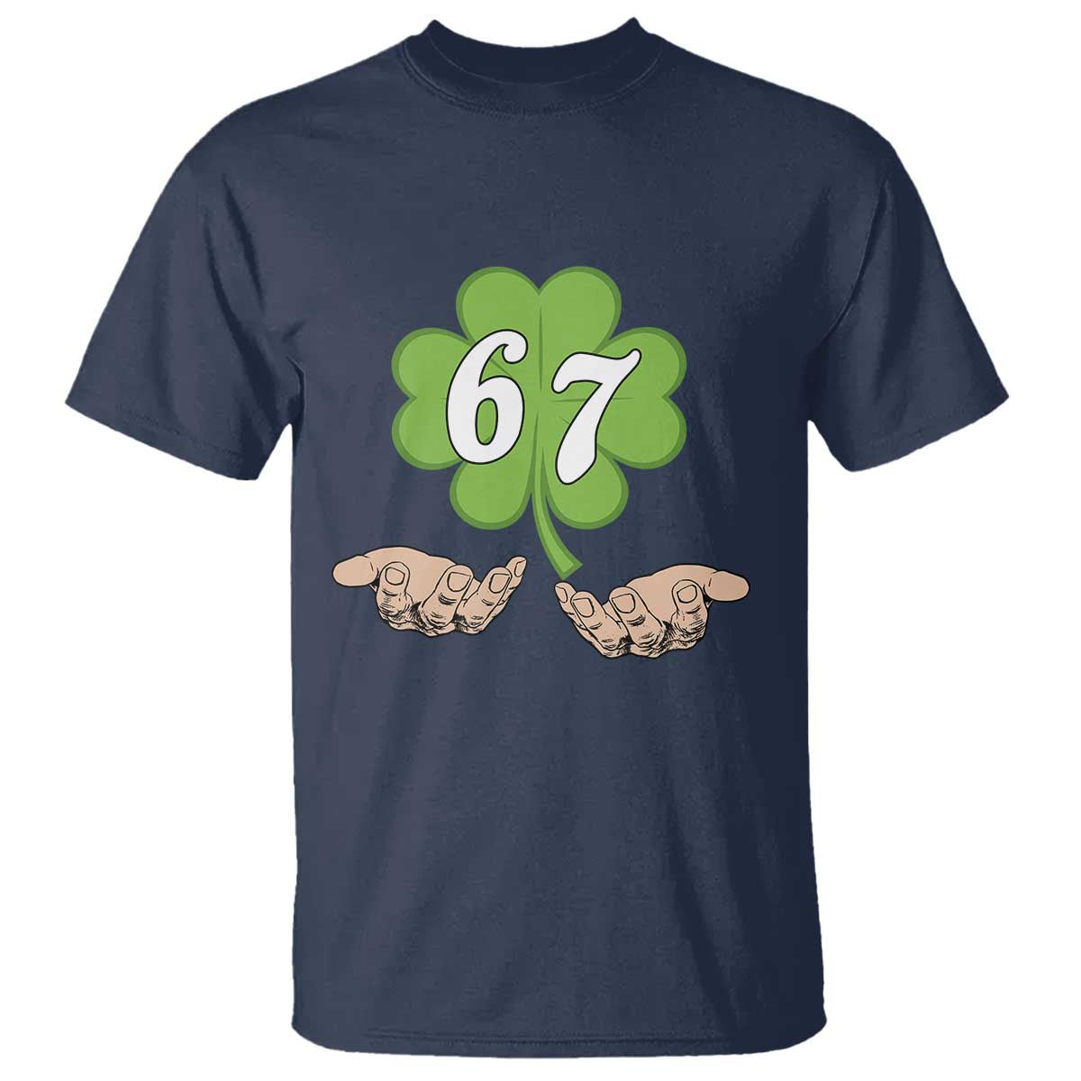 67 St Patricks Day T Shirt Six Seven Meme Shamrock Hand Gesture