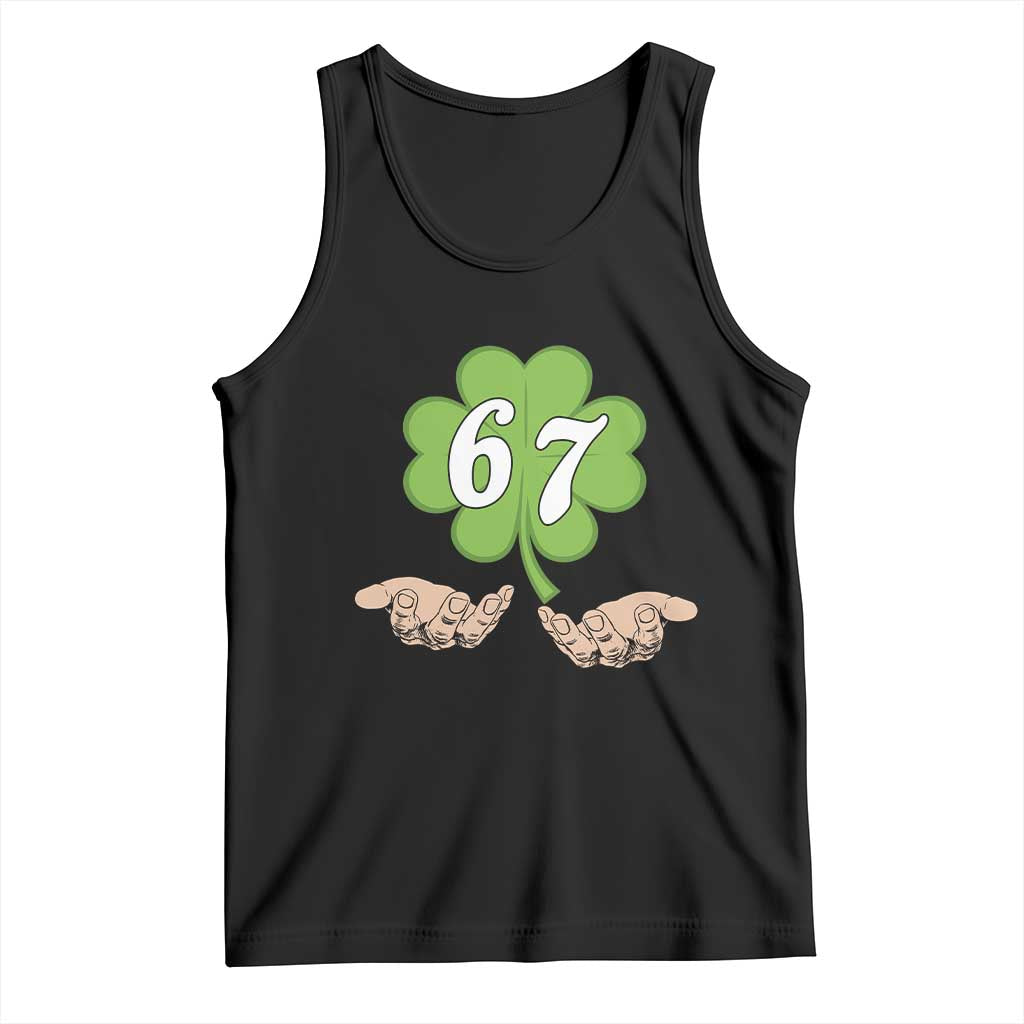 67 St Patricks Day Tank Top Six Seven Meme Shamrock Hand Gesture