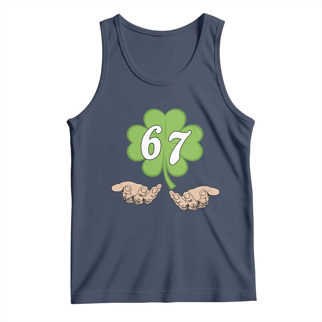 67 St Patricks Day Tank Top Six Seven Meme Shamrock Hand Gesture