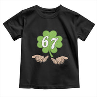 67 St Patricks Day Toddler T Shirt Six Seven Meme Shamrock Hand Gesture
