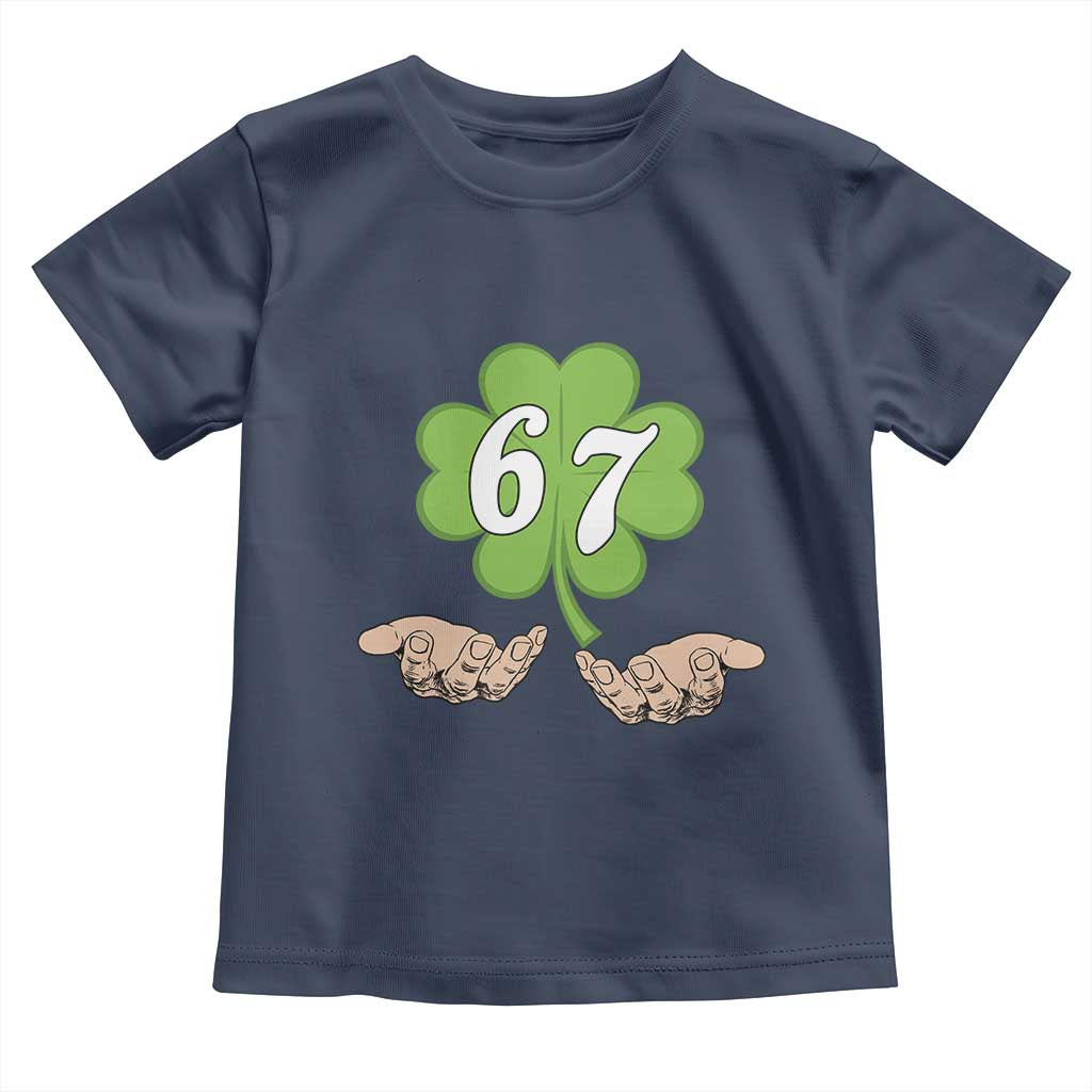 67 St Patricks Day Toddler T Shirt Six Seven Meme Shamrock Hand Gesture