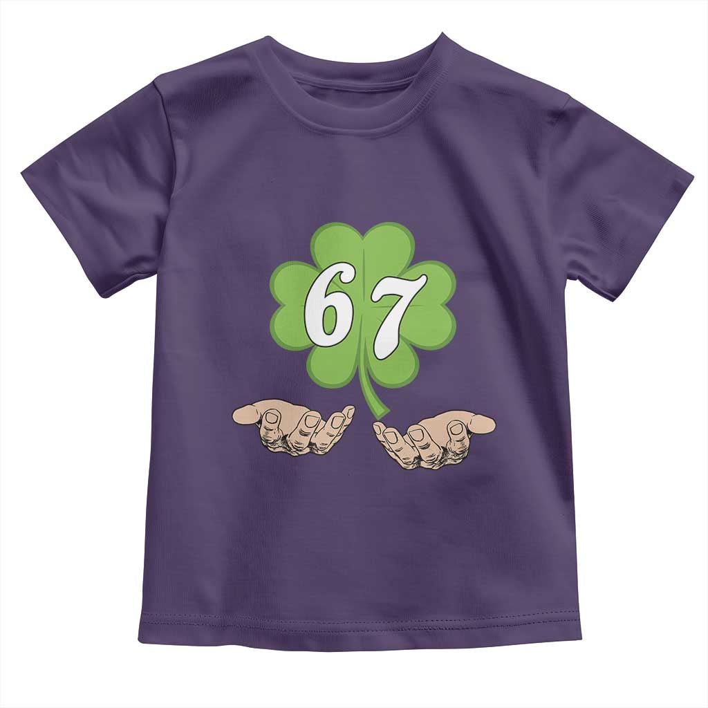 67 St Patricks Day Toddler T Shirt Six Seven Meme Shamrock Hand Gesture