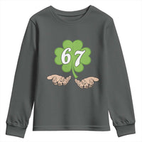 67 St Patricks Day Youth Sweatshirt Six Seven Meme Shamrock Hand Gesture