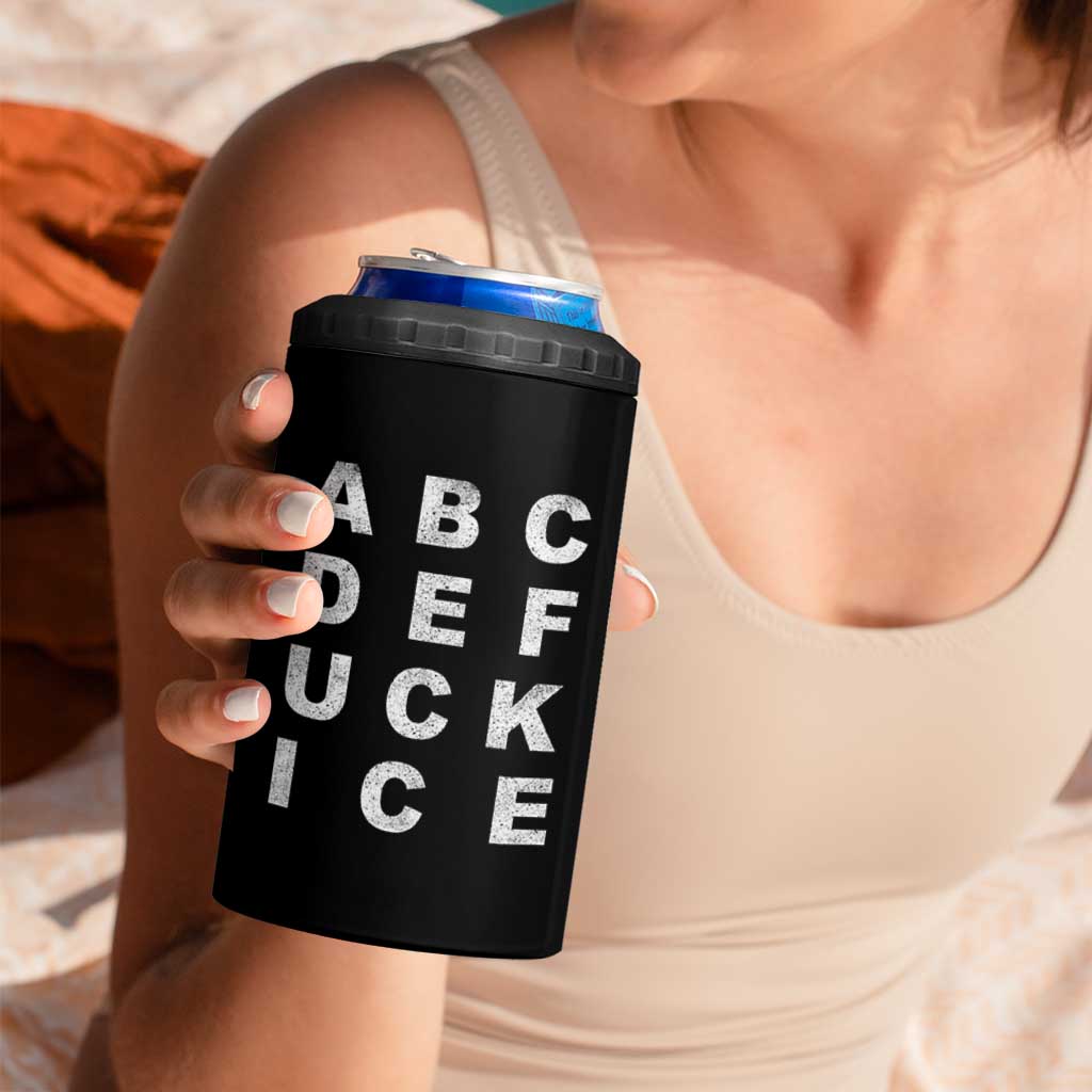Funny Fuck Ice Protest Resistance 4 in 1 Can Cooler Tumbler Political Alphabet Graphic