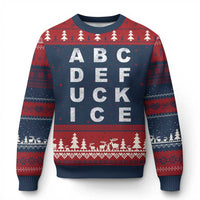 Funny Fuck Ice Protest Resistance Ugly Christmas Sweater Political Alphabet Graphic