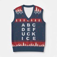 Funny Fuck Ice Protest Resistance V-Neck Knit Sweater Vest Political Alphabet Graphic
