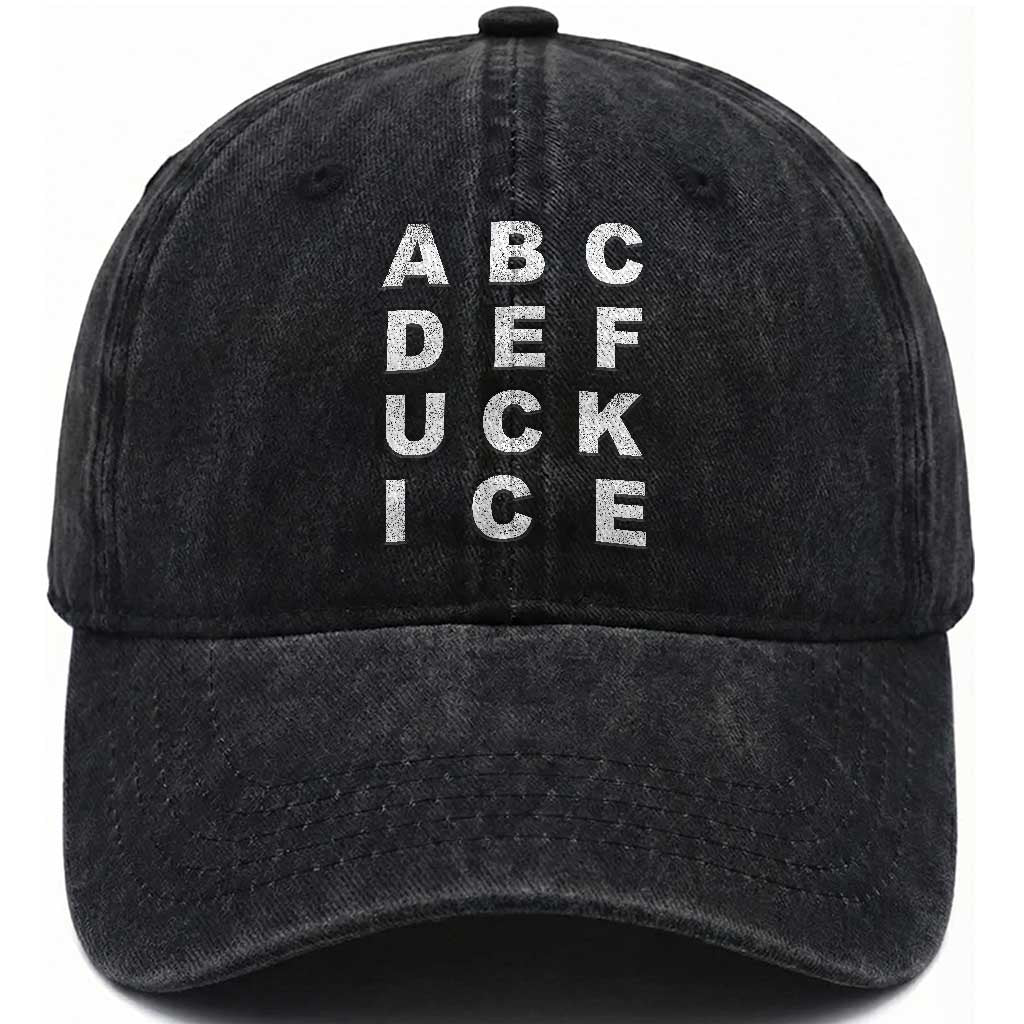 Funny Fuck Ice Protest Resistance Washed Cotton Baseball Cap Political Alphabet Graphic