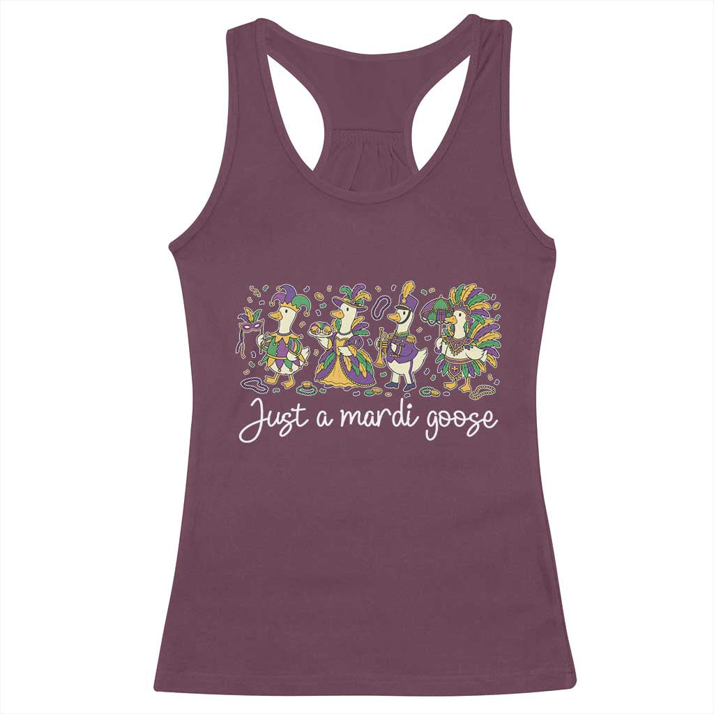 Goose Mardi Gras Racerback Tank Top Funny Just A Mardi Goose New Orleans Carnival