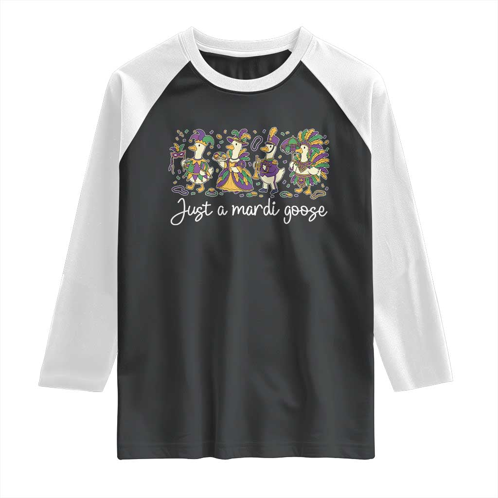 Goose Mardi Gras Raglan Shirt Funny Just A Mardi Goose New Orleans Carnival