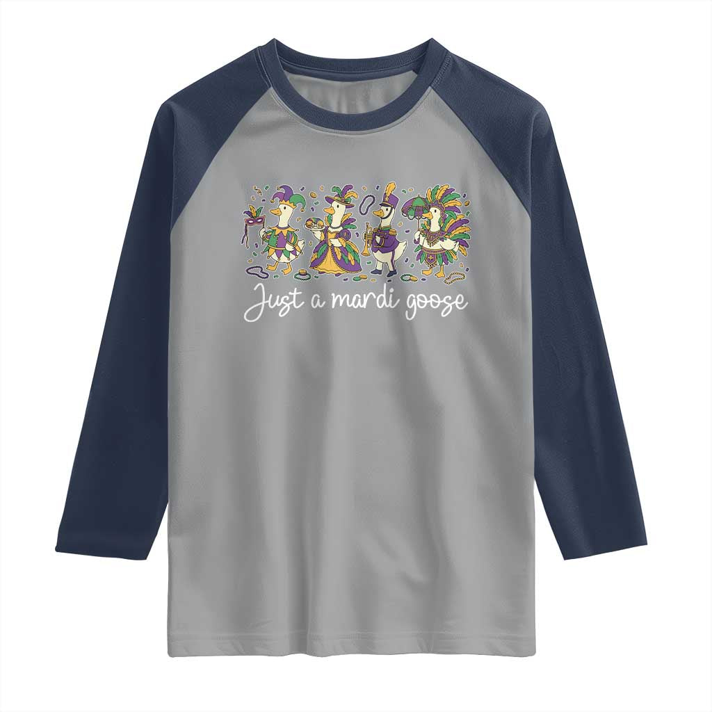 Goose Mardi Gras Raglan Shirt Funny Just A Mardi Goose New Orleans Carnival