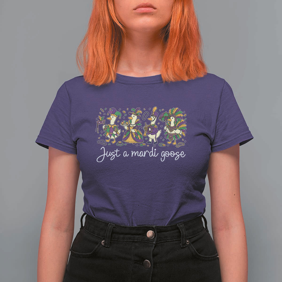 Goose Mardi Gras T Shirt For Women Funny Just A Mardi Goose New Orleans Carnival