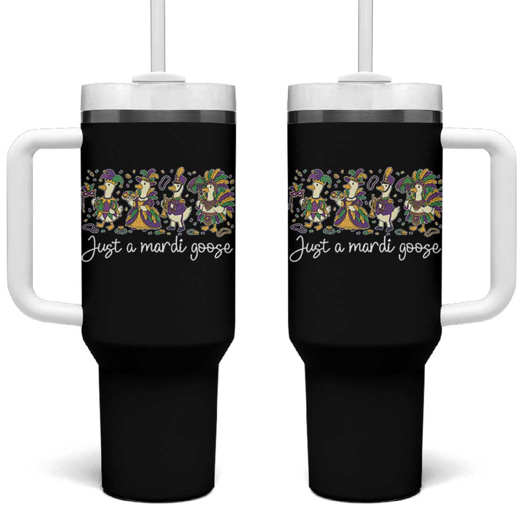 Goose Mardi Gras Tumbler With Handle Funny Just A Mardi Goose New Orleans Carnival