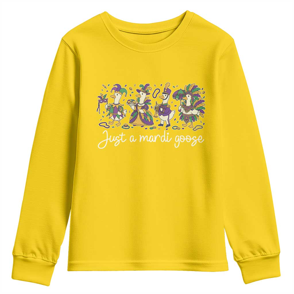 Goose Mardi Gras Youth Sweatshirt Funny Just A Mardi Goose New Orleans Carnival