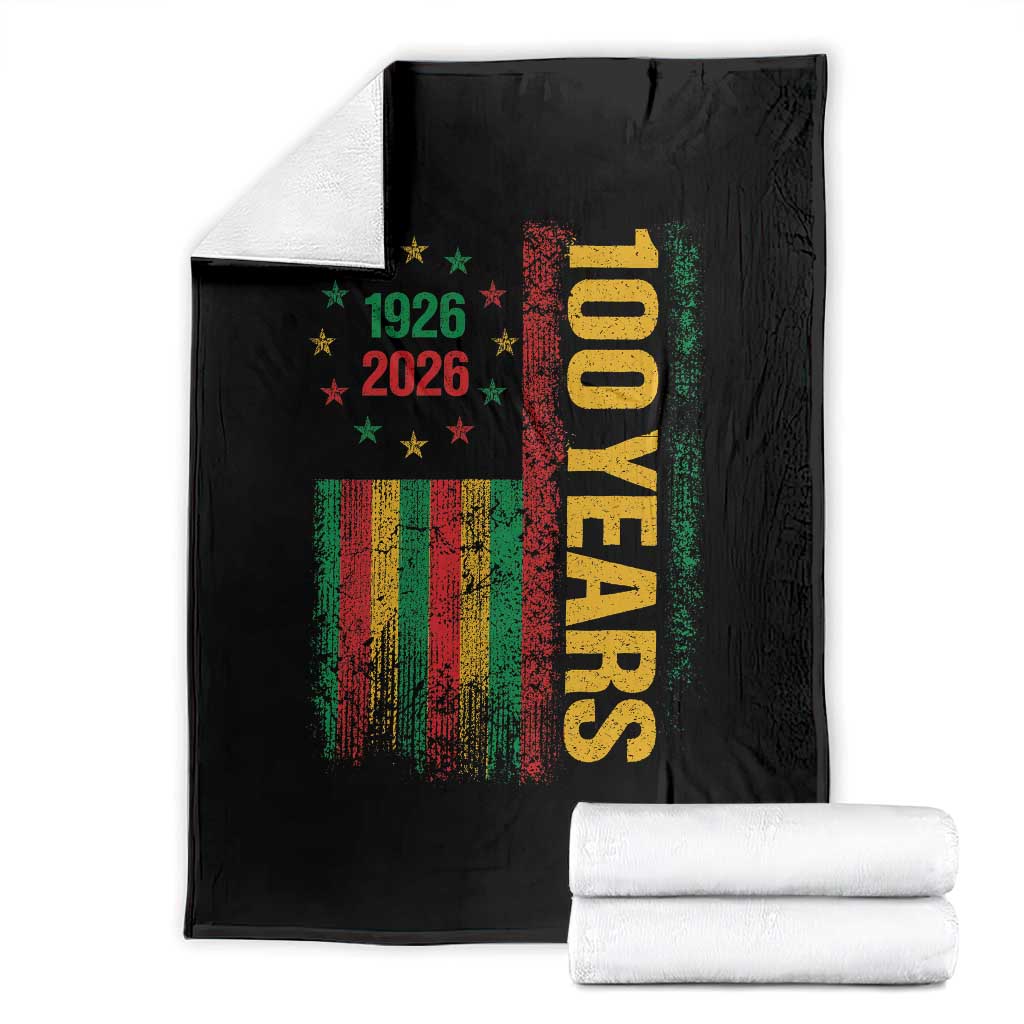 100 Years Of Black History Month Throw Blanket African American Centennial Milestone American Flag