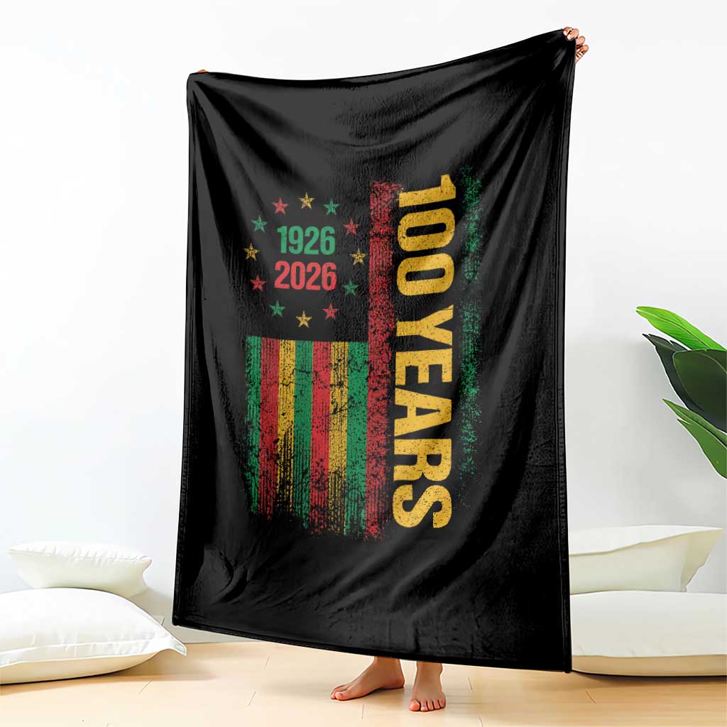100 Years Of Black History Month Throw Blanket African American Centennial Milestone American Flag