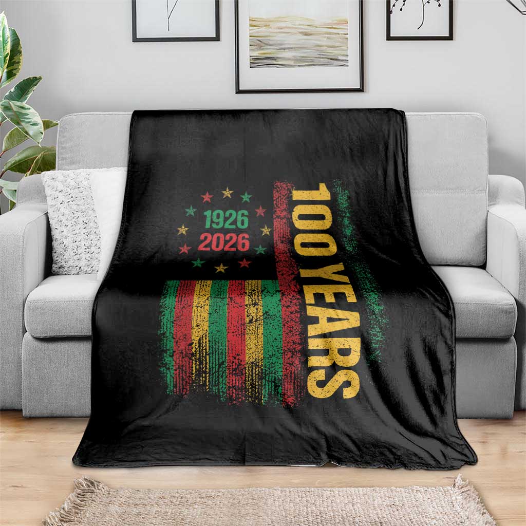 100 Years Of Black History Month Throw Blanket African American Centennial Milestone American Flag