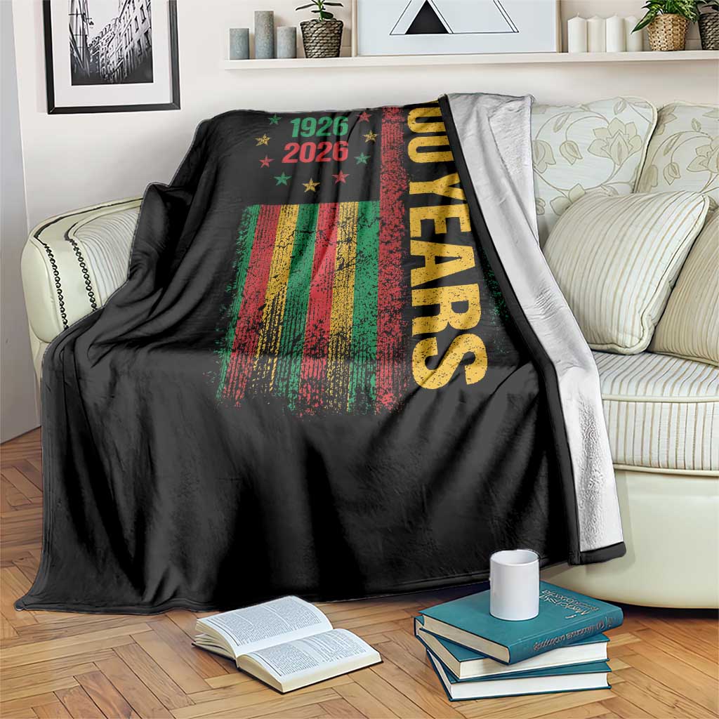 100 Years Of Black History Month Throw Blanket African American Centennial Milestone American Flag