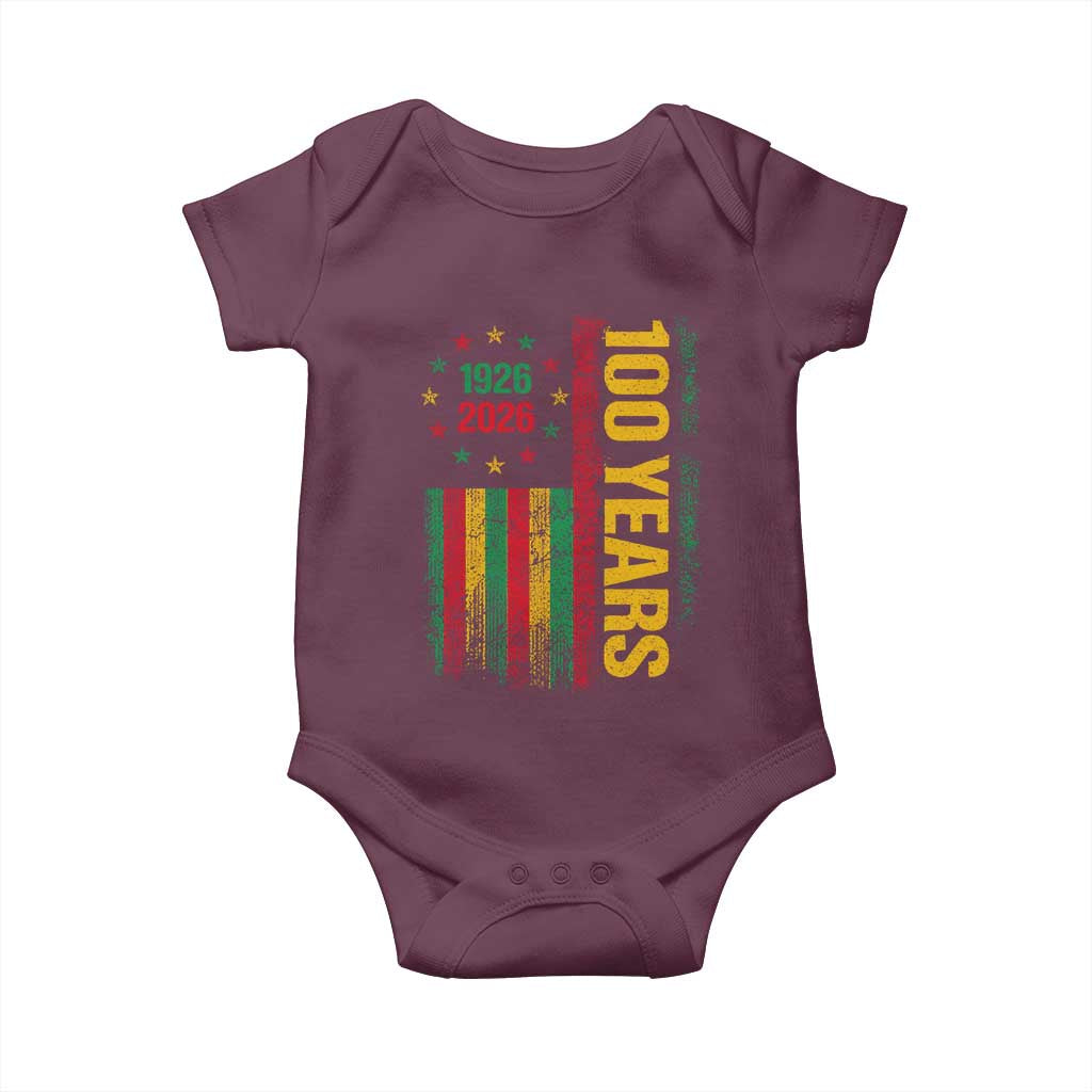 100 Years Of Black History Month Baby Onesie African American Centennial Milestone American Flag