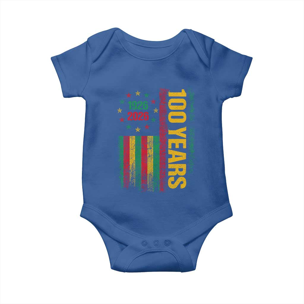 100 Years Of Black History Month Baby Onesie African American Centennial Milestone American Flag