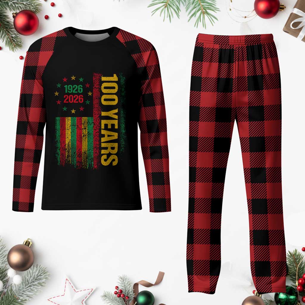 100 Years Of Black History Month Plaid Pajama Set African American Centennial Milestone American Flag