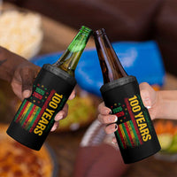 100 Years Of Black History Month 4 in 1 Can Cooler Tumbler African American Centennial Milestone American Flag