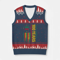 100 Years Of Black History Month V-Neck Knit Sweater Vest African American Centennial Milestone American Flag