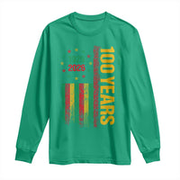 100 Years Of Black History Month Long Sleeve Shirt African American Centennial Milestone American Flag