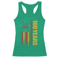100 Years Of Black History Month Racerback Tank Top African American Centennial Milestone American Flag