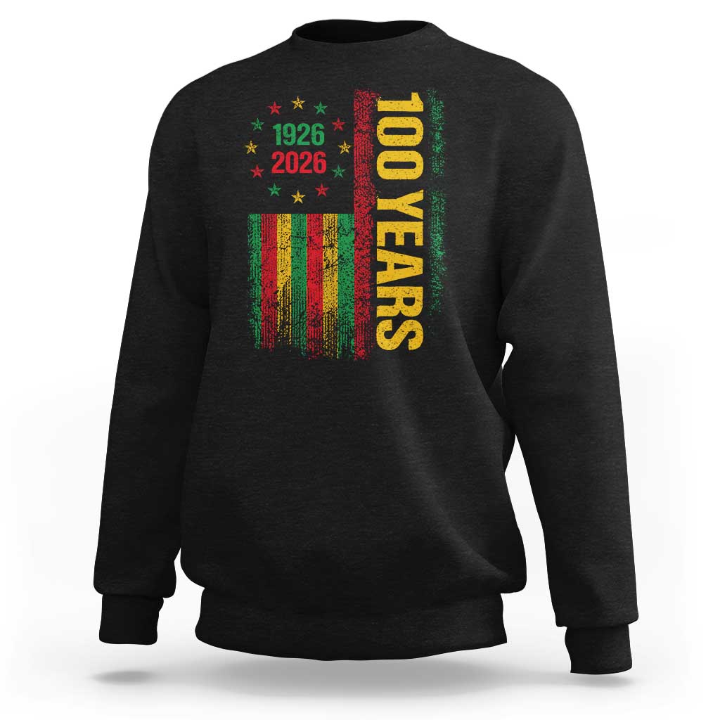 100 Years Of Black History Month Sweatshirt African American Centennial Milestone American Flag