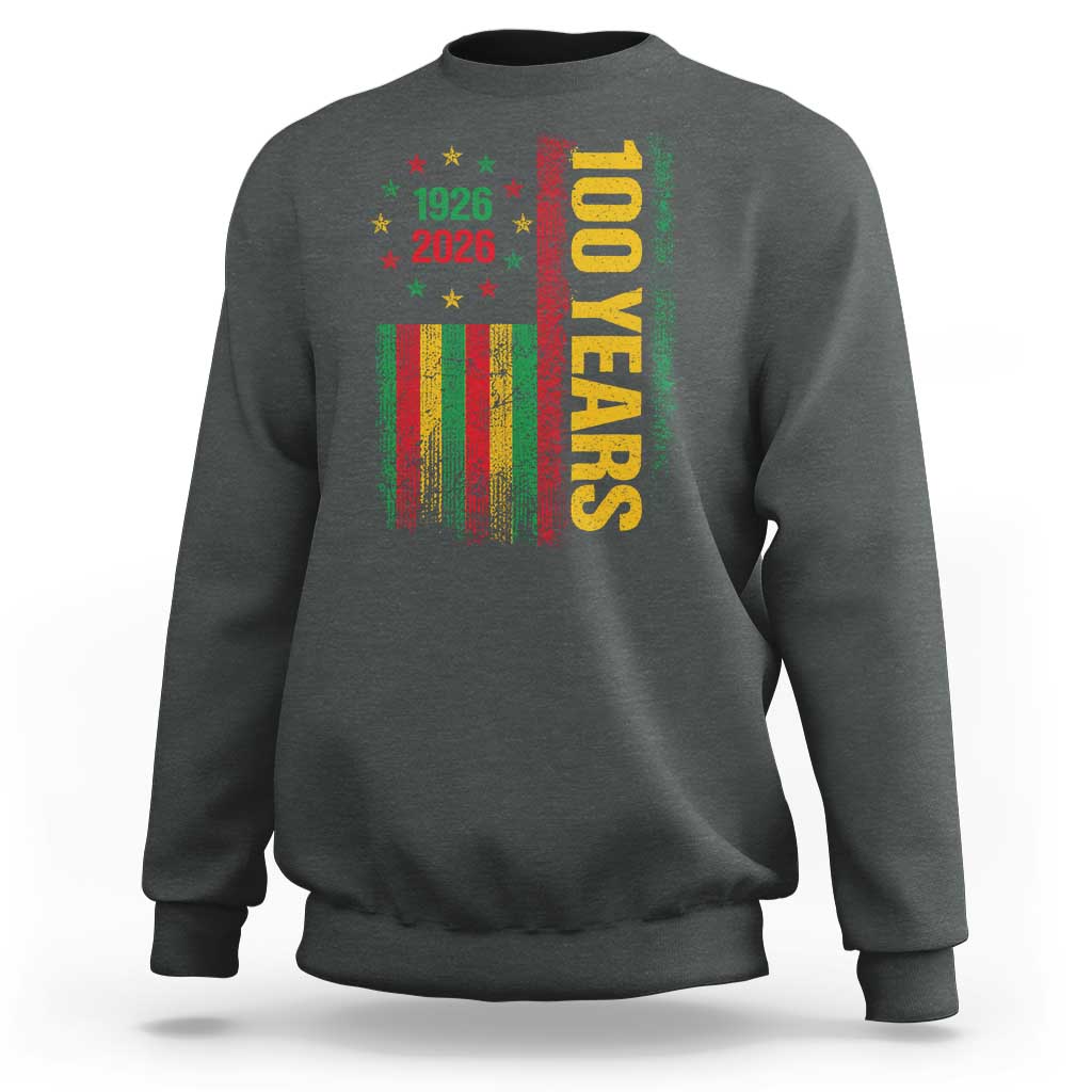 100 Years Of Black History Month Sweatshirt African American Centennial Milestone American Flag
