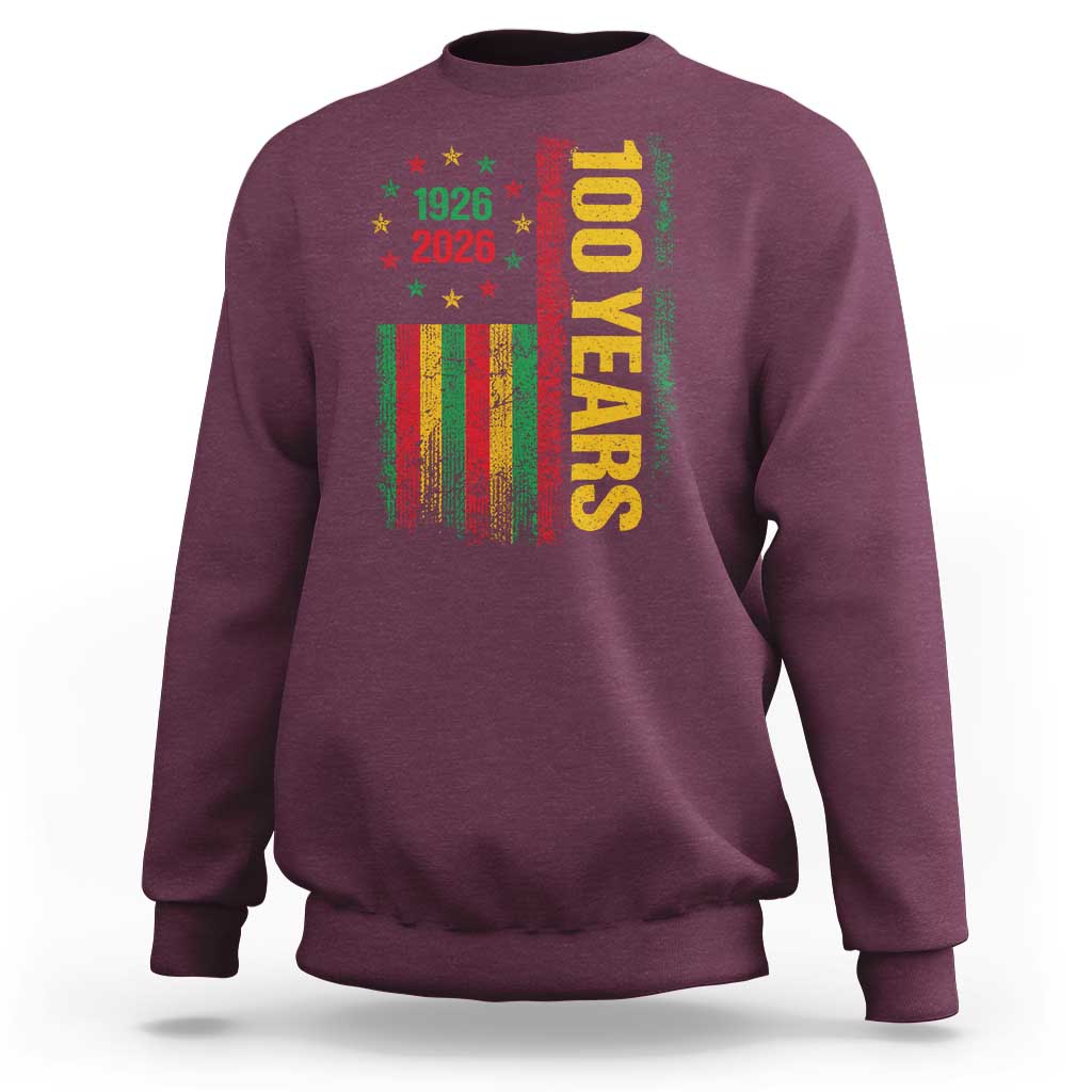 100 Years Of Black History Month Sweatshirt African American Centennial Milestone American Flag