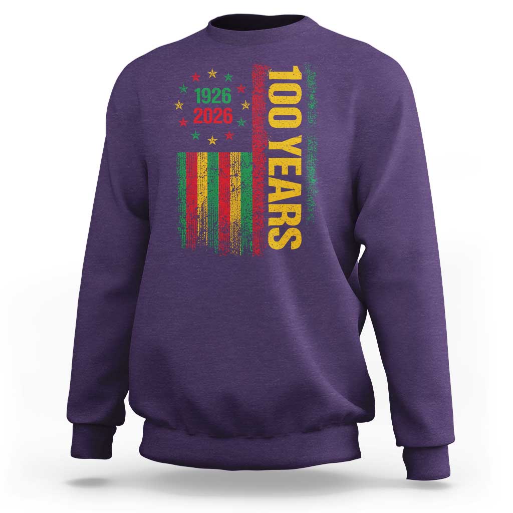 100 Years Of Black History Month Sweatshirt African American Centennial Milestone American Flag
