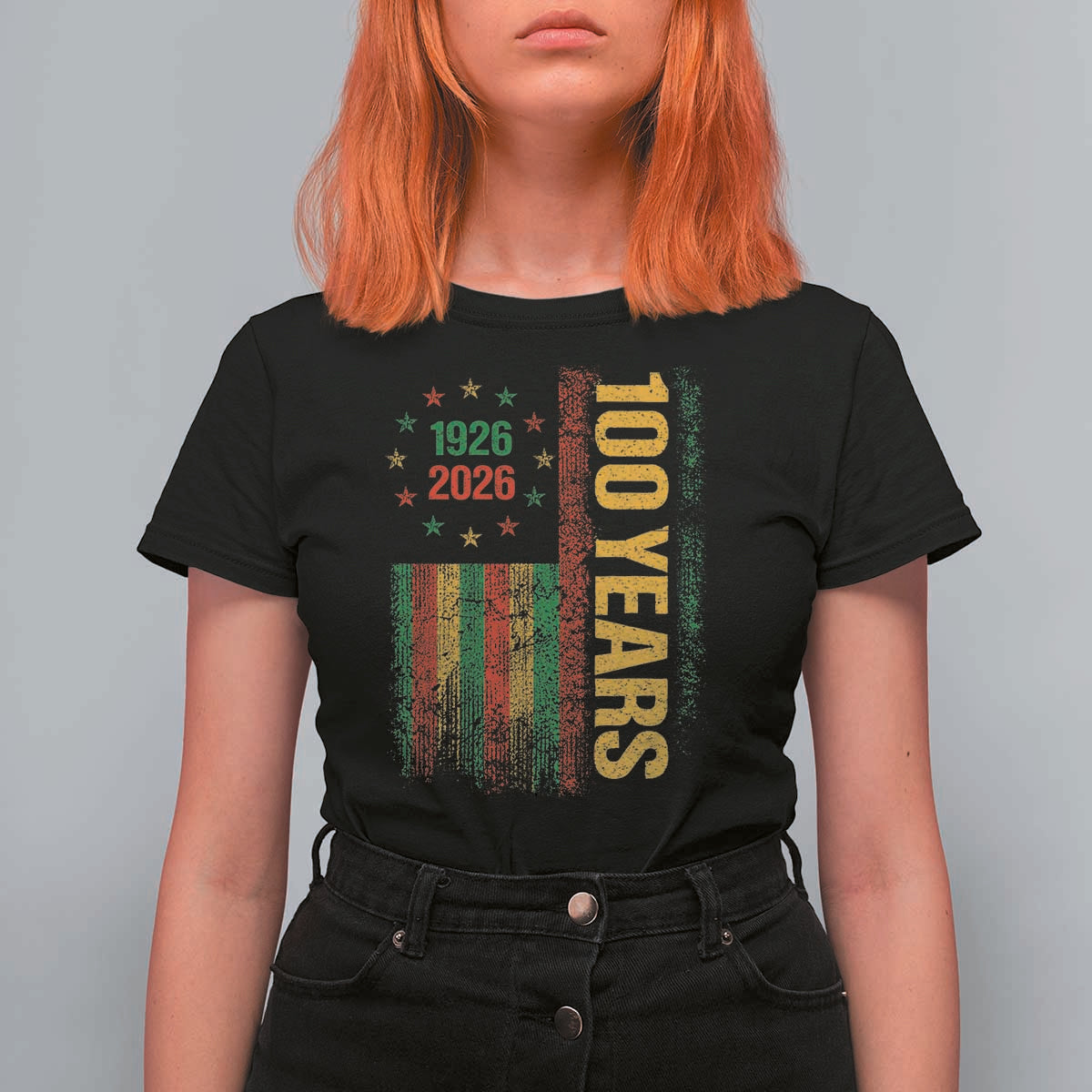 100 Years Of Black History Month T Shirt For Women African American Centennial Milestone American Flag