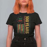 100 Years Of Black History Month T Shirt For Women African American Centennial Milestone American Flag