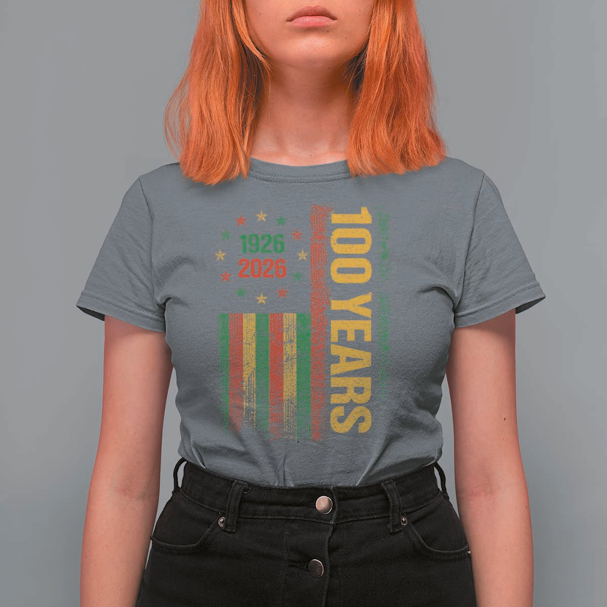 100 Years Of Black History Month T Shirt For Women African American Centennial Milestone American Flag