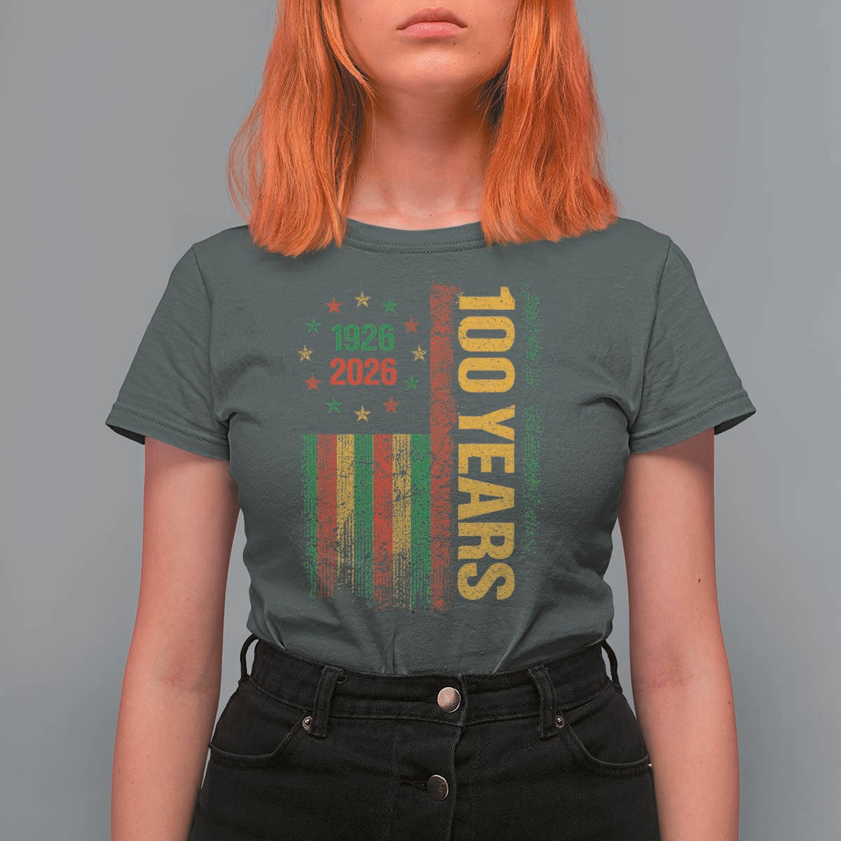 100 Years Of Black History Month T Shirt For Women African American Centennial Milestone American Flag