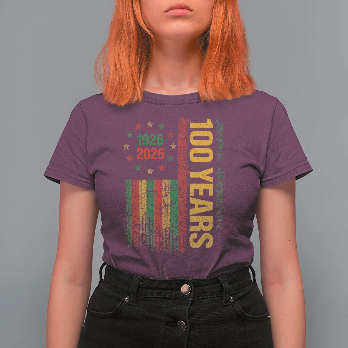 100 Years Of Black History Month T Shirt For Women African American Centennial Milestone American Flag