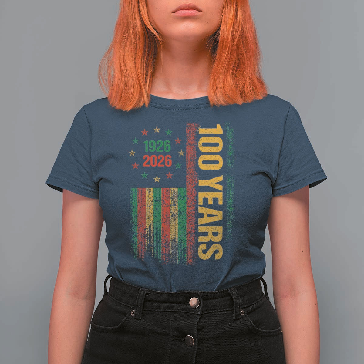 100 Years Of Black History Month T Shirt For Women African American Centennial Milestone American Flag