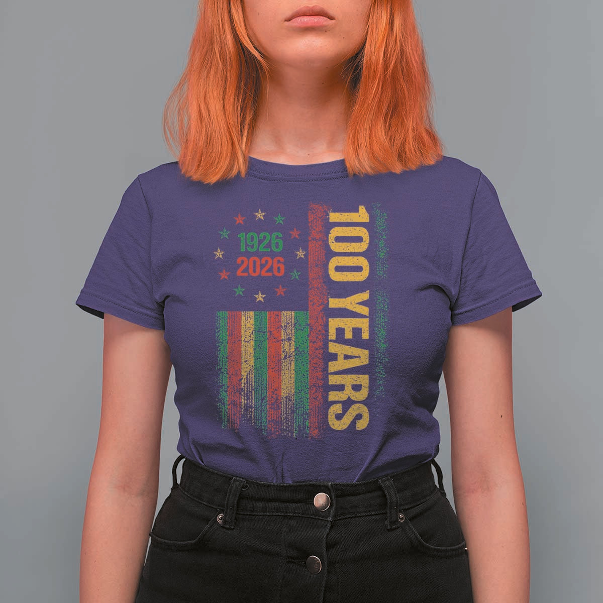 100 Years Of Black History Month T Shirt For Women African American Centennial Milestone American Flag