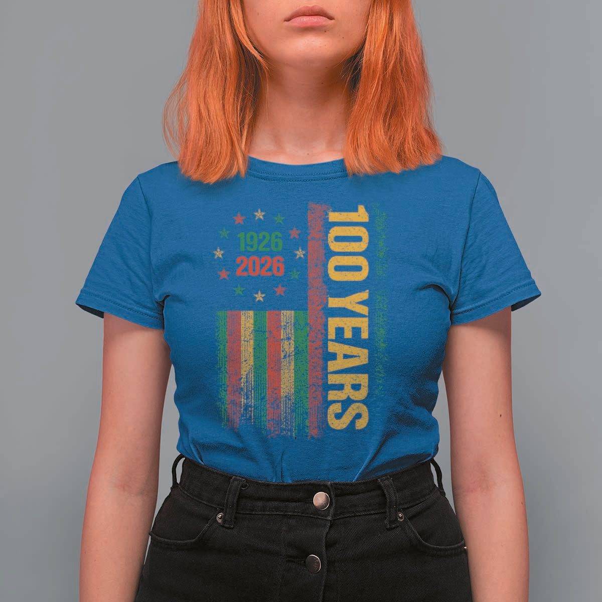 100 Years Of Black History Month T Shirt For Women African American Centennial Milestone American Flag