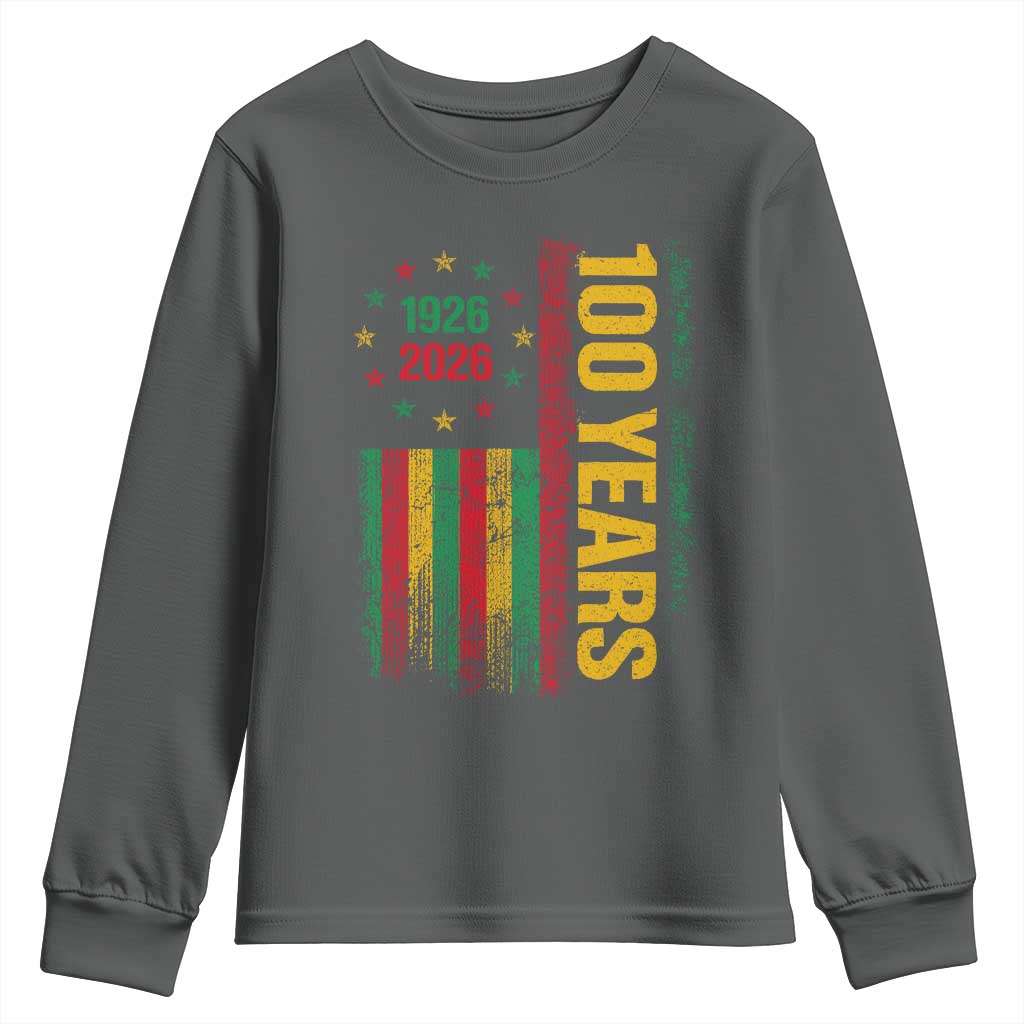 100 Years Of Black History Month Youth Sweatshirt African American Centennial Milestone American Flag