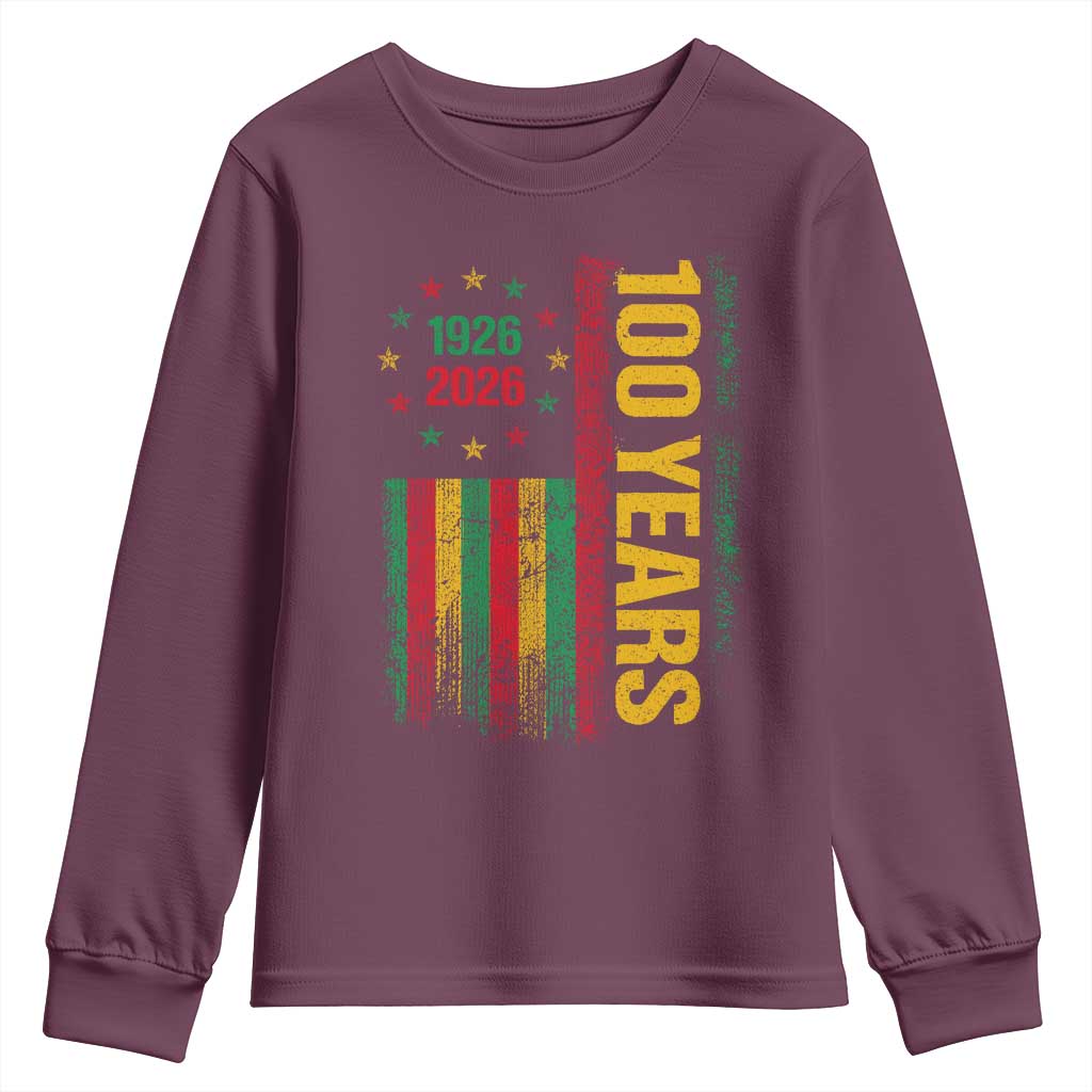 100 Years Of Black History Month Youth Sweatshirt African American Centennial Milestone American Flag