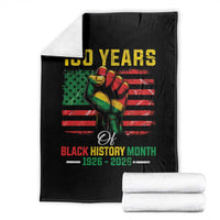 100 Years Of Black History Month Throw Blanket Hand Fist African American Milestone American Flag