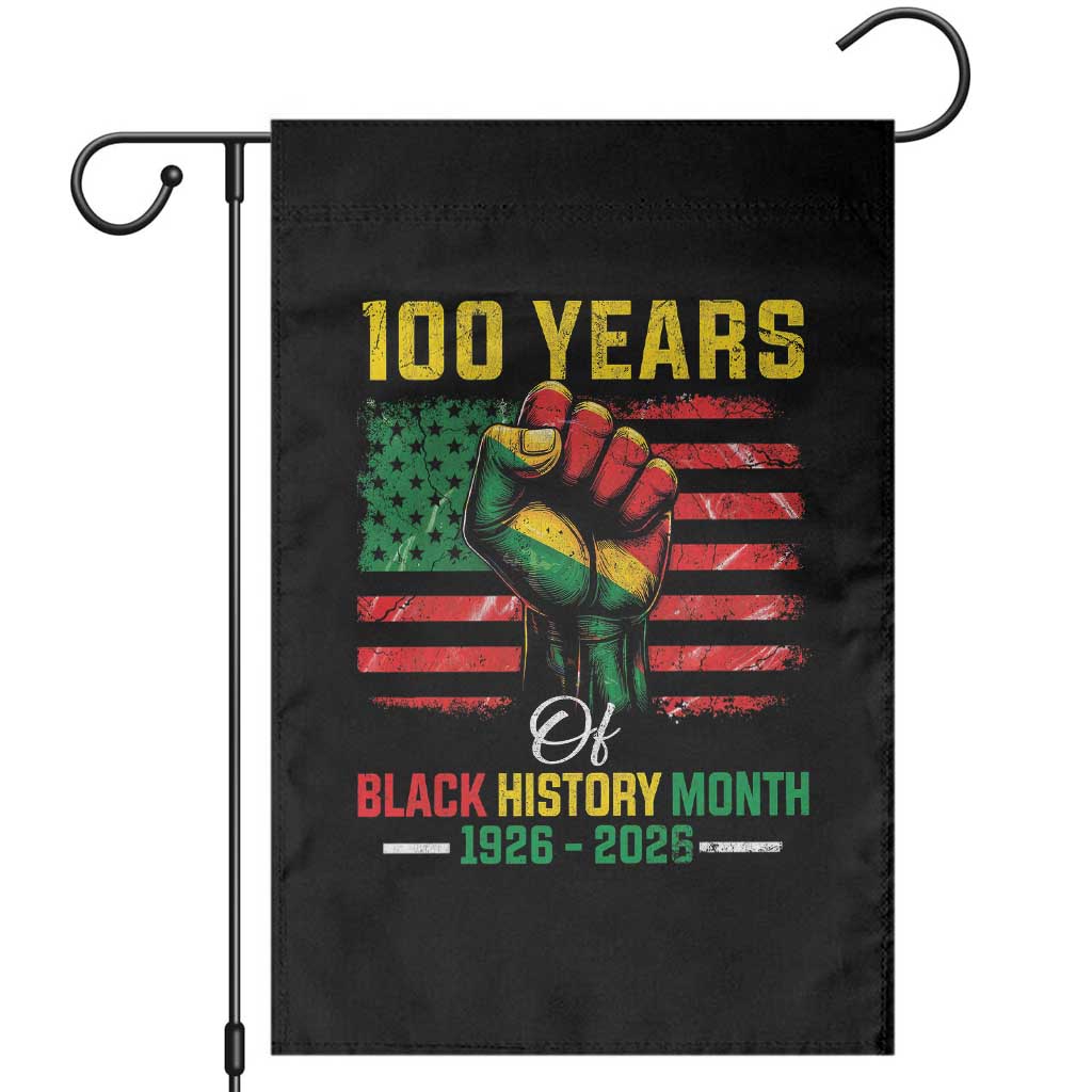 100 Years Of Black History Month Garden Flag Hand Fist African American Milestone American Flag