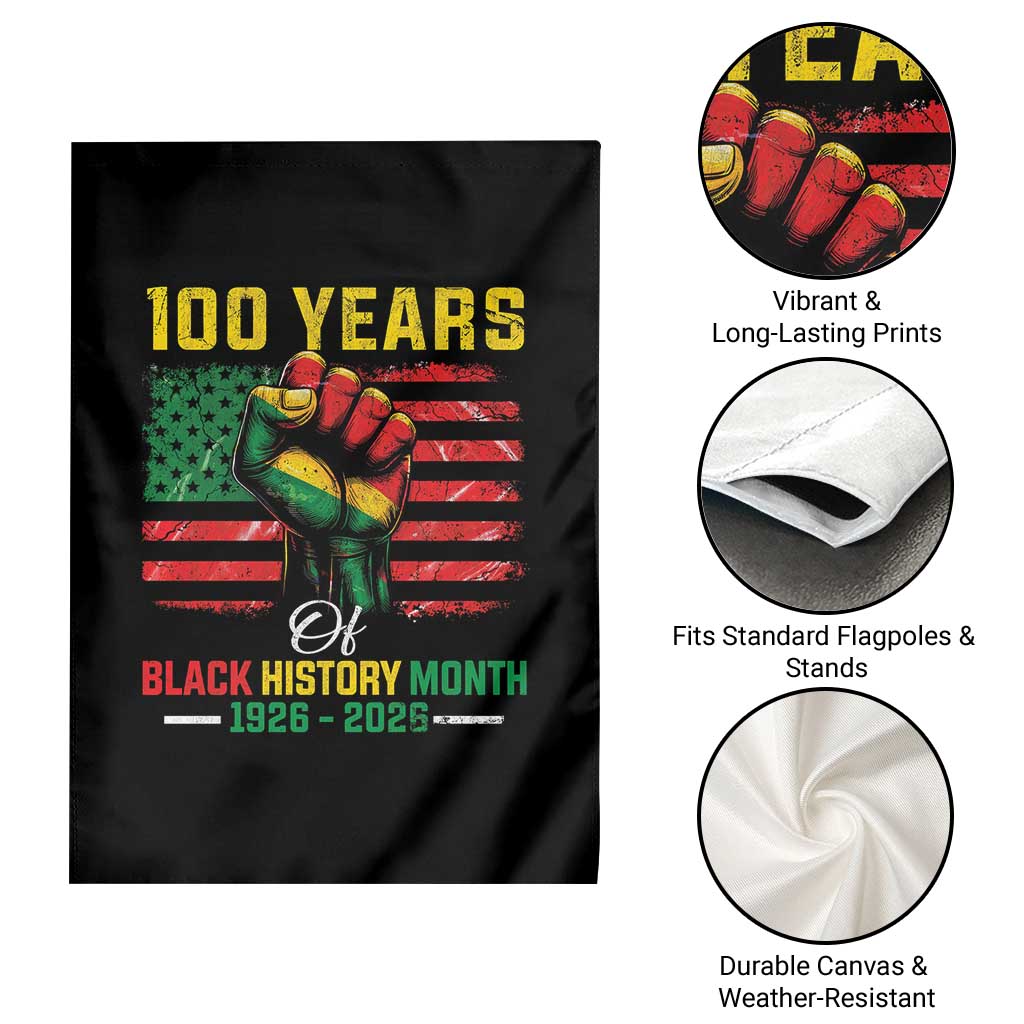 100 Years Of Black History Month Garden Flag Hand Fist African American Milestone American Flag